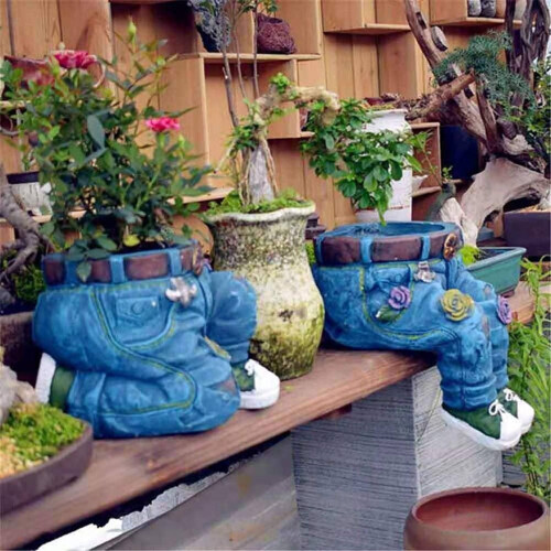 Denim Clothes Pants Resin Flower Pots Creative Jea 2