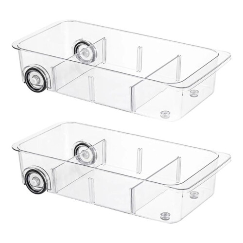 2PCS Refrigerator Drawer Organizer and Storage Clear Fridge Organizer  Wheels, Upgrade Thick