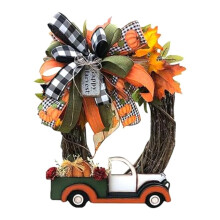 Thanksgiving Front Door, Wreath Fall Winter, Winter Wreaths Autumn Decoration Welcome Sign Colorful