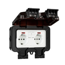 IP66 Waterdicht Stopcontact 220V Zwarte Stekker met Ingebouwde Schakelaar Elektrisch EU-Huishoudapparaat (C)