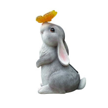 Garden Outdoor Decor-Rabbit in with Solar Butterfly Light Garden Statues Decorations for Bunny Lovers Garden Family