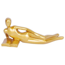 Golddekor-Lesestatue, Heimdekoration, Goldakzent, Heimdekoration für Wohnzimmer, Harz, Abstrakte Lesefiguren B