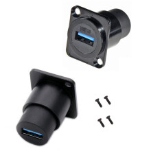 2 Stuks D-Type Metalen USB3.0-Aansluiting Vrouwelijk Naar Vrouwelijk USB 3.0-Connector D-Type USB-Paneelmontage Soldeerloze Signaalkoppeling