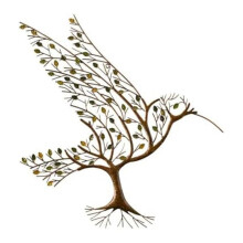 Metal Bird with Branches Leaves Wall Art, Tree Branch Metal Bird Wall Decor Metal Wall Sculpture for Home