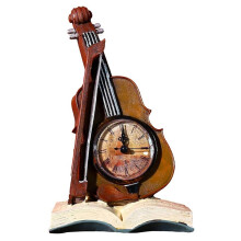 Esthetische Digitale Klok Miniatuur Viooldecoratie, Vintage Vioolmodel, Bureauklokken voor Bureaudecoratie, Ambachtelijk Zoals Getoond