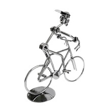 Retro Cyclists Model Iron Art Metal Bicycle Ornament A Riding Bike Statue Figurine for Home Library Desk Decoration