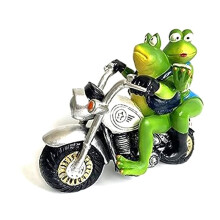 Frosch Motorrad Harz Frosch Paar Reiten auf Motorrad Figuren Frosch Figur Dekor Harz Frosch Geschenke Garten Frosch Dekor