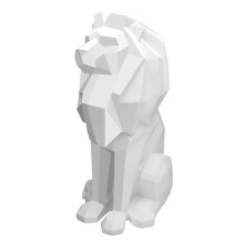 Lion Statue Lion Decor - Gifts for Men Geometric Stylish Sculpture Lion Figurine Decoration for Living Room Office White