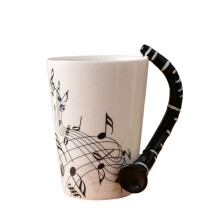 240Ml, Music Ceramic Mug Cute Coffee Tea Milk Stave Mugs and Cups with Handle Novelty Gifts,Clarinet