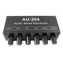 AU-204 Stereo Audio Signaal Mixer Board Hoofdtelefoon Driver Eindversterkers Mixer Distributeur 3.5MM