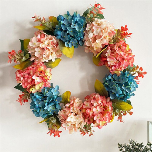 Fall Wreaths for Front Door, Hydrangea Wreath for Wall Window Party Wedding Decor Indoor , Artificial Fall Doors Wreath 2