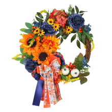 Kranz zum Erntedankfest, KüNstlicher Blumenkranz, TüRvordergirlande, Herbstkranz, Sommerkranz für die Dekoration zum Erntedankfest