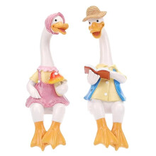 Paar-Enten-Gartenstatuen, Cartoon-Harz, Niedliches Sitzendes Huhn, Skulptur, GäNseliebhaber, Figur, Geschenk, Dekoration für Zuhause B