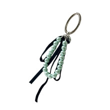Ribbon Bowknot Pearls Keychain Pendant Lovely Hangings-Green