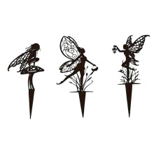 Garden Decoration Fairy Metal Statue Art Lawn Courtyard Mushroom Silhouette Outdoor Card