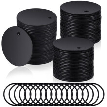 Round Stamping Blanks Stainless Steel Blank Tags with Hole Blank Dog Tag for Engraving with Key Rings for Jewelry Making
