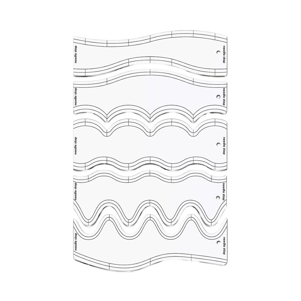 5 Pcs Acrylic Wave Ruler Quilting Stencils DIY Drawing Template Measure Tailor Ruler Soft Patchwork Ruler