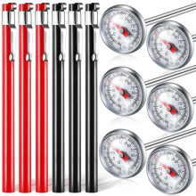 6 Stück Küchenthermometer Aus Edelstahl mit 5 Zoll Langem Stiel, 1 Zoll Zifferblattthermometer, Milchaufschäum-Lebensmittelthermometer