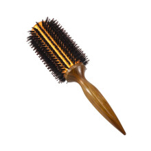 Pente de Cabelo de Sarja Reta Escova Natural de Cerdas de Javali Rolando Barril Redondo Soprando OndulaçãO DIY Ferramenta de Estilo de Cabeleireiro