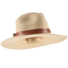 New Natural Panama Soft Shaped Straw Hat Summer Women/Men Wide Brim Beach Sun Cap UV Protection Fedora Hat Beige