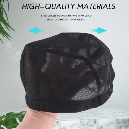 6 Pcs Wig Cap for Wig Making Elastic Dome Mesh Wig Cap Women's Front Lace Wig Black 2