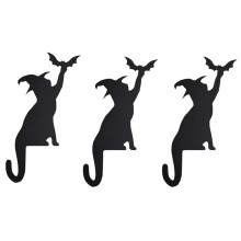 Heksenkatten met Vleermuisvleugeldeurtopper, Zwarte Kattendecor, Heksenkatten Halloween Deurhoekdecor, Kattendeuroppas