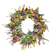 Künstlicher Frühlings-Gänseblümchen-Lavendel-Kranz, Wildblumen-Sommer-Seidenkränze für Haustür, Hauswand, Bauernhaus, Urlaubsdekoration