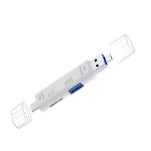 3-In-1 Kaartlezer met OTG-Functie Ondersteuning USB 2.0 /Type C/USB-Functie Micro-USB-Geheugenkaart Wit