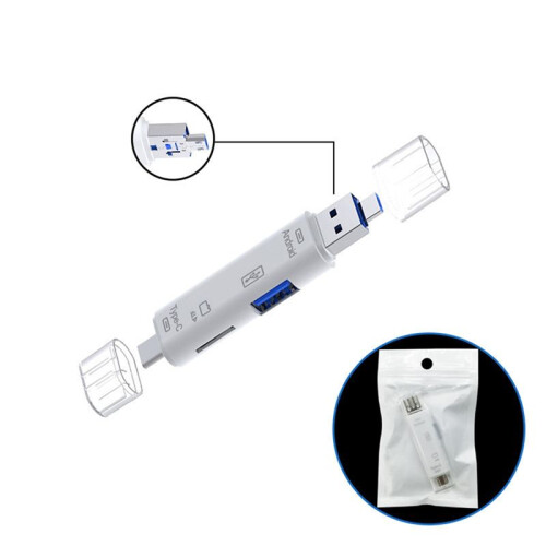3-In-1 Card Reader with OTG Function Support USB 2.0 /Type C/USB Function Micro-USB Memory Card White 1