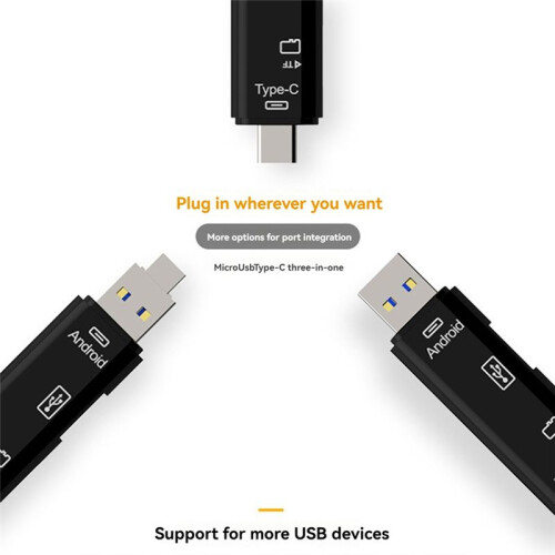 3-In-1 Card Reader with OTG Function Support USB 2.0 /Type C/USB Function Micro-USB Memory Card White 2