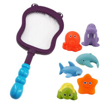 Baby-Badewannenspielzeug-Set mit 6 Tierfiguren, leuchtende Farben, BB-Quietschfigur für Kinder