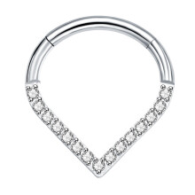 Titaniums Steel Teardrop Nose Hoop Corrosion-zircon diamond