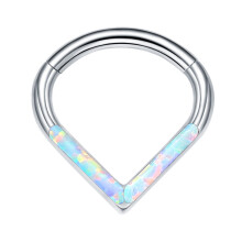 Titaniums Steel Teardrop Nose Piercing Jewelry-white Opal