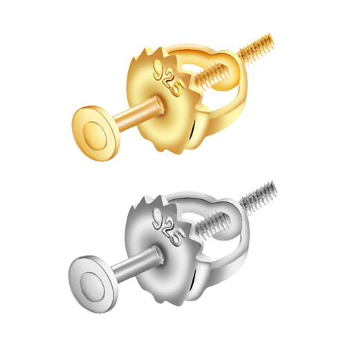 Elegant Screw Backs Replacements Fashionable Earplug-Silver 1