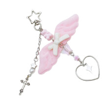 Bowknot Bear Snowflake Keychain Pendant Lovely-Pink style 1