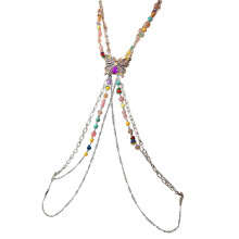 Sexy Beads Body Chain Vintage Necklace for Women Beads-Silver