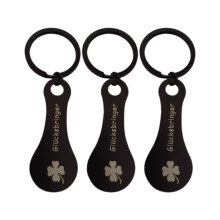 Stainless Steel Trolley Coin Keyrings Handy Shopping-Black
