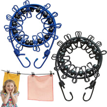 Retractable Clothes Line for Travel, Heavy Duty Elastic Rope With Non-slip Clamps, Ideal For Indoor Outdoor Drying (180 cm, Extendable)
