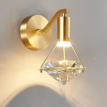 Applique murale dorée, suspension en laiton et cristal de style nordique avec température de couleur réglable pour intérieurs modernes et