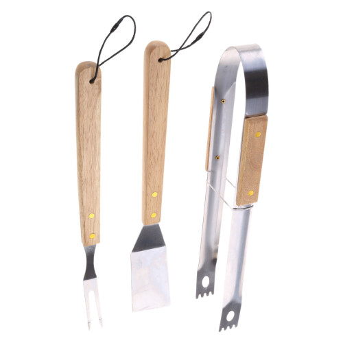 Ensemble d'outils de barbecue avec manche en bois, ustensiles de