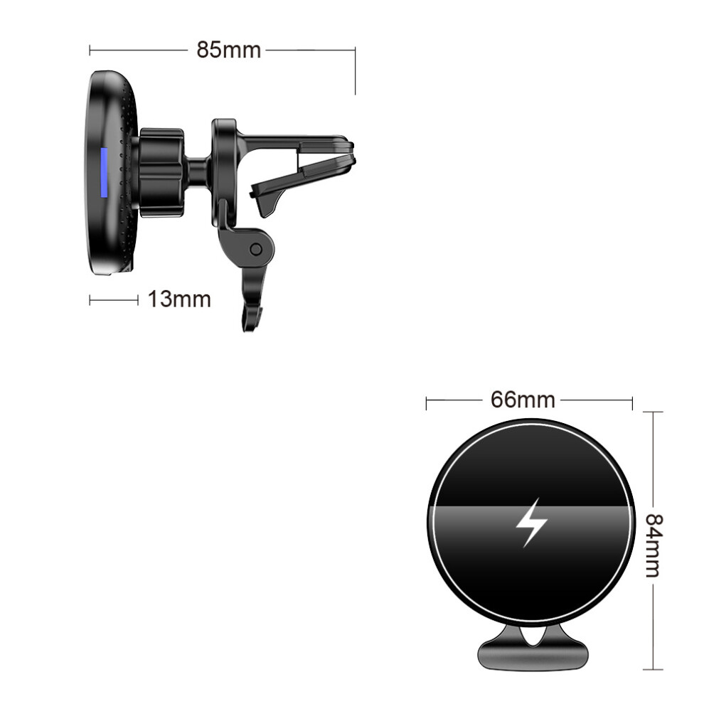 Secure Magnetic Attachment, 15W Fast Wireless Charging For Iphone 12/13, Magnetic Car Mount Charger With 360 Rotation, Sturdy Vent Mount & Adhesive 9128293461023