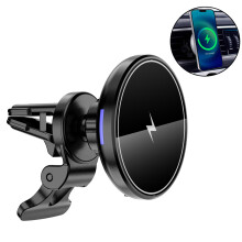 Magnetyczny uchwyt samochodowy z ładowarką, szybkie bezprzewodowe mocowanie do iPhone'a serii 12/13, bezpieczne mocowanie z obrotem o 360,
