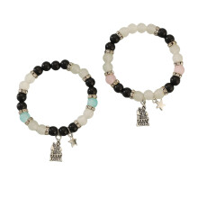 2 stuks elegante glazen kralenarmband elastische-6063 B