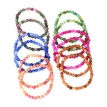Bracelet fait à la main en perles de verre craquelées-6MM