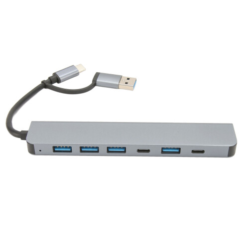 Επέκταση διανομέα USB, διακλαδωτής USB C, κέλυφος κράματος αλουμινίου 7 σε 1, με θύρα USB