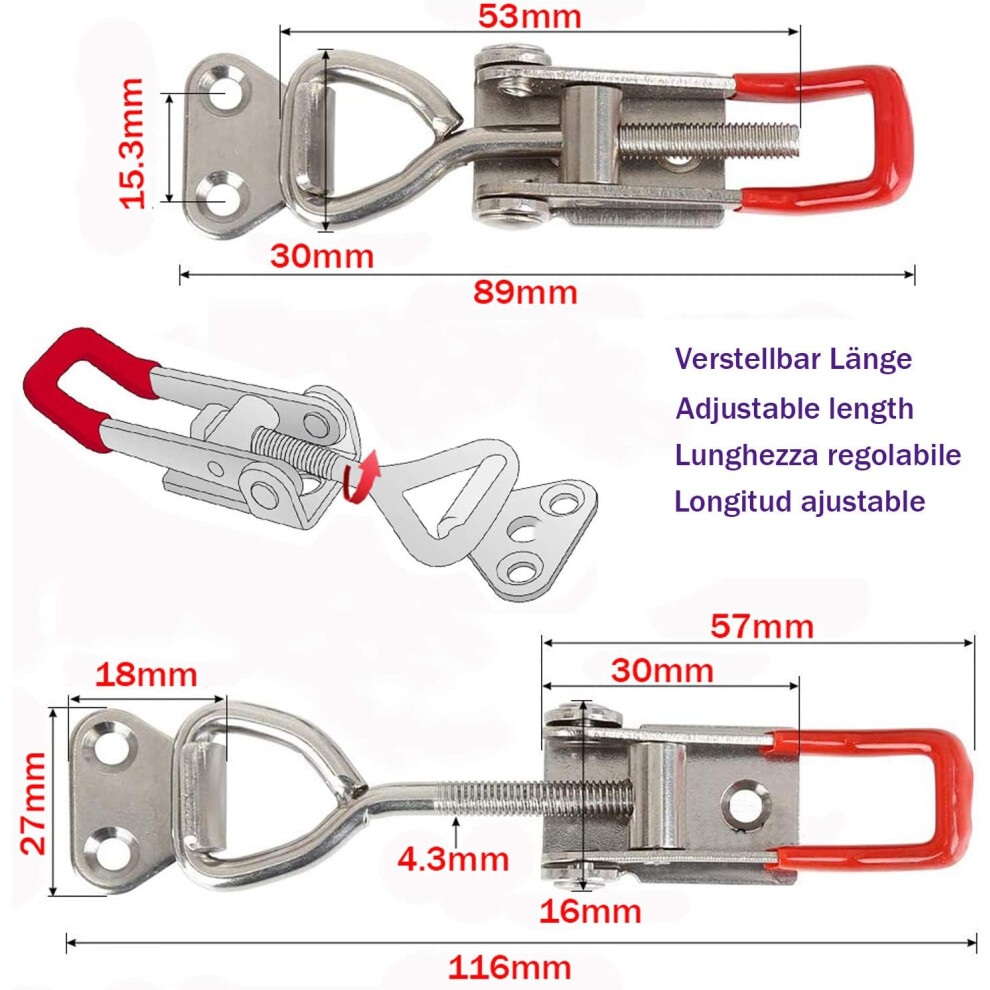Toggle Latch Clamp For Tool Fixtures, Heavy Duty Latches With Strong Holding Power For Outdoor Storage Boxes, Cases (Pack Of 2) 9169997021021