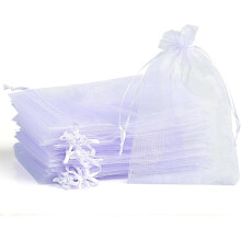 Minikokoiset organza-läpikuultavat verkkopussit, hääjuhlien lahjat kiristysnyörillä, kestävästä kierrätettävästä materiaalista, tarjoaa
