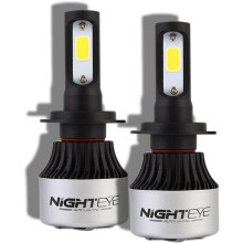Lâmpadas LED H7 para iluminação auxiliar automotiva, temperatura de cor de 6500K, alta potência de 72W, design compacto com classificação IP68