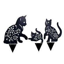 Charmante metalen kattenbeeldjes voor buiten, decoratieve tuinpaaltjes voor kattenliefhebbers. Verfraai uw terras en tuin met unieke, weerbestendige