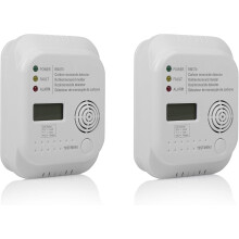 Carbon Monoxide Detector, Digital LED Display, Sensor Life, Battery Backup, for Hotel Safety, White